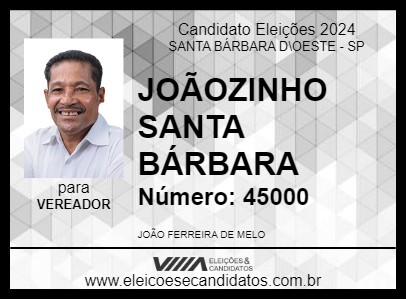 Candidato JOÃOZINHO SANTA BÁRBARA 2024 - SANTA BÁRBARA D\OESTE - Eleições