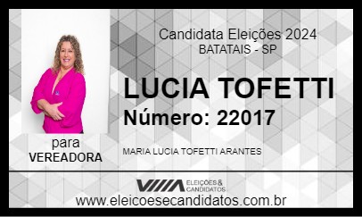 Candidato LUCIA TOFETTI 2024 - BATATAIS - Eleições