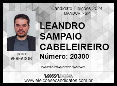 Candidato LEANDRO SAMPAIO CABELEIREIRO 2024 - MANDURI - Eleições