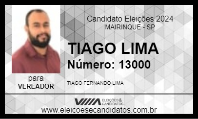 Candidato TIAGO LIMA 2024 - MAIRINQUE - Eleições