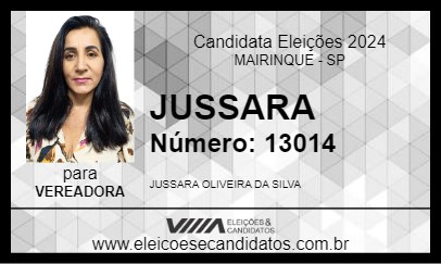 Candidato JUSSARA 2024 - MAIRINQUE - Eleições