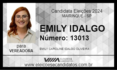 Candidato EMILY IDALGO 2024 - MAIRINQUE - Eleições