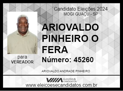 Candidato ARIOVALDO PINHEIRO O FERA 2024 - MOGI GUAÇU - Eleições