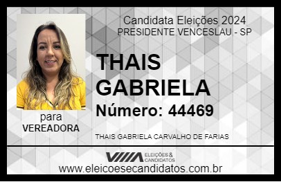 Candidato THAIS GABRIELA 2024 - PRESIDENTE VENCESLAU - Eleições