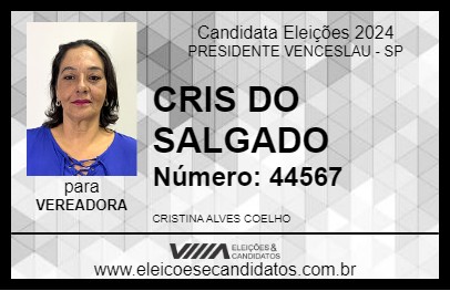 Candidato CRIS DO SALGADO 2024 - PRESIDENTE VENCESLAU - Eleições