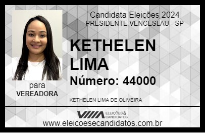 Candidato KETHELEN LIMA 2024 - PRESIDENTE VENCESLAU - Eleições