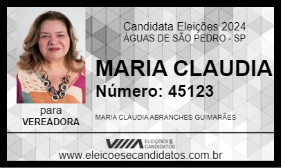 Candidato MARIA CLAUDIA 2024 - ÁGUAS DE SÃO PEDRO - Eleições