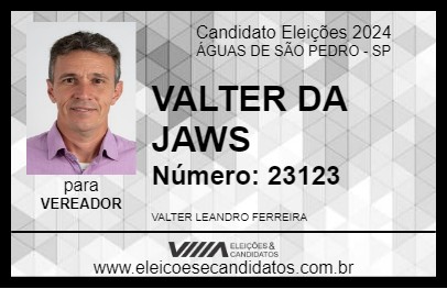 Candidato VALTER DA JAWS 2024 - ÁGUAS DE SÃO PEDRO - Eleições