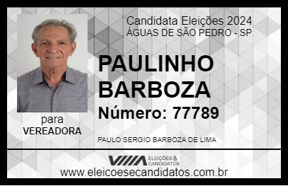 Candidato PAULINHO BARBOZA 2024 - ÁGUAS DE SÃO PEDRO - Eleições