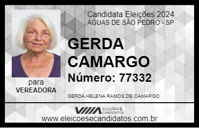 Candidato GERDA CAMARGO 2024 - ÁGUAS DE SÃO PEDRO - Eleições