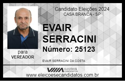 Candidato EVAIR SERRACINI 2024 - CASA BRANCA - Eleições