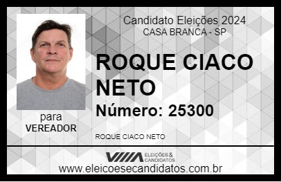 Candidato ROQUE CIACO NETO 2024 - CASA BRANCA - Eleições