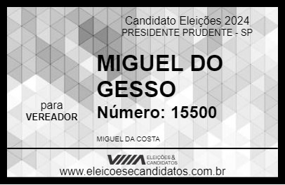 Candidato MIGUEL DO GESSO 2024 - PRESIDENTE PRUDENTE - Eleições