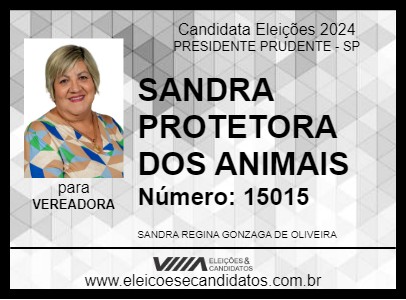 Candidato SANDRA PROTETORA DOS ANIMAIS 2024 - PRESIDENTE PRUDENTE - Eleições