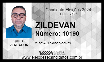 Candidato ZILDEVAN 2024 - ÓLEO - Eleições