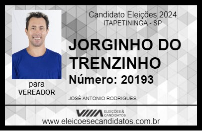 Candidato JORGINHO DO TRENZINHO 2024 - ITAPETININGA - Eleições