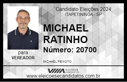 Candidato MICHAEL RATINHO 2024 - ITAPETININGA - Eleições