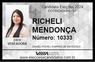 Candidato RICHELI MENDONÇA 2024 - POTIRENDABA - Eleições