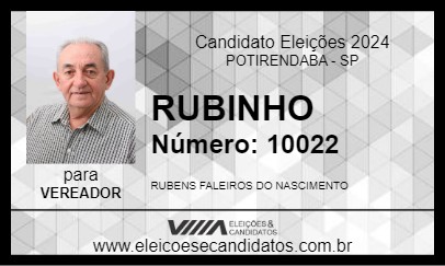 Candidato RUBINHO 2024 - POTIRENDABA - Eleições