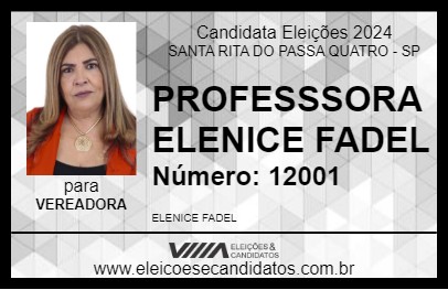 Candidato PROFESSSORA ELENICE FADEL 2024 - SANTA RITA DO PASSA QUATRO - Eleições