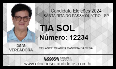 Candidato TIA SOL 2024 - SANTA RITA DO PASSA QUATRO - Eleições