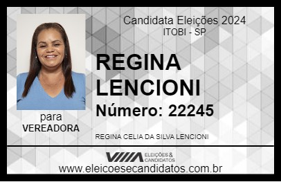 Candidato REGINA LENCIONI 2024 - ITOBI - Eleições