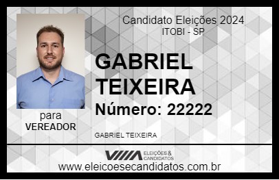 Candidato GABRIEL TEIXEIRA 2024 - ITOBI - Eleições