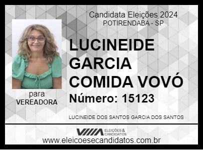 Candidato LUCINEIDE GARCIA COMIDA VOVÓ 2024 - POTIRENDABA - Eleições