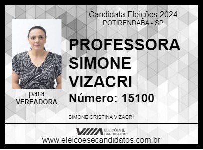 Candidato PROFESSORA SIMONE VIZACRI 2024 - POTIRENDABA - Eleições