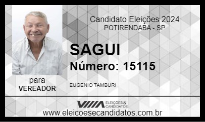 Candidato SAGUI 2024 - POTIRENDABA - Eleições