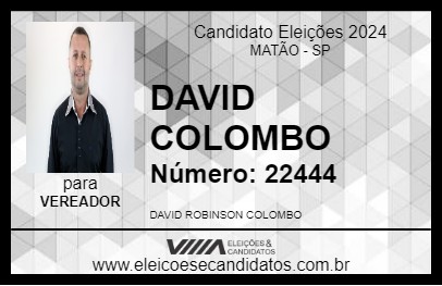 Candidato DAVID COLOMBO 2024 - MATÃO - Eleições