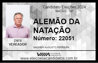 Candidato ALEMÃO DA NATAÇÃO 2024 - MATÃO - Eleições