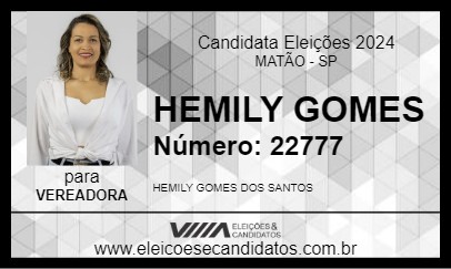 Candidato HEMILY GOMES 2024 - MATÃO - Eleições