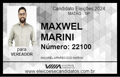 Candidato MAXWEL MARINI 2024 - MATÃO - Eleições