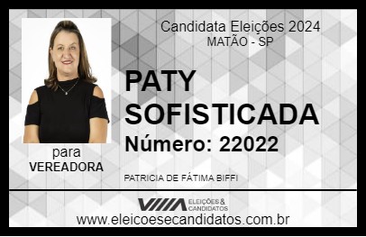 Candidato PATY SOFISTICADA 2024 - MATÃO - Eleições