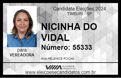 Candidato NICINHA DO VIDAL 2024 - TIMBURI - Eleições