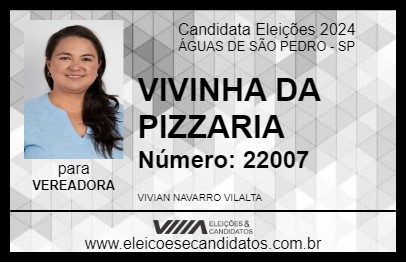 Candidato VIVINHA DA PIZZARIA 2024 - ÁGUAS DE SÃO PEDRO - Eleições