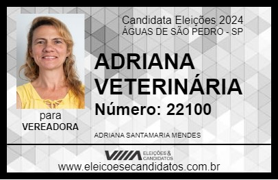 Candidato ADRIANA VETERINÁRIA 2024 - ÁGUAS DE SÃO PEDRO - Eleições