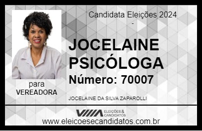 Candidato JOCELAINE PSICÓLOGA 2024 - TUPÃ - Eleições