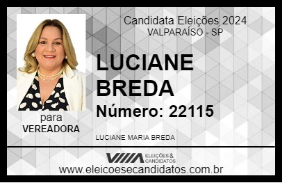 Candidato LUCIANE BREDA 2024 - VALPARAÍSO - Eleições