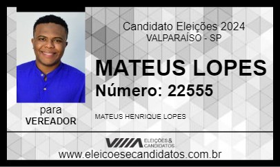 Candidato MATEUS LOPES 2024 - VALPARAÍSO - Eleições