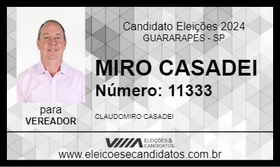 Candidato MIRO CASADEI 2024 - GUARARAPES - Eleições