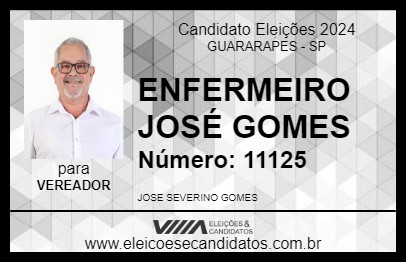 Candidato ENFERMEIRO JOSÉ GOMES 2024 - GUARARAPES - Eleições