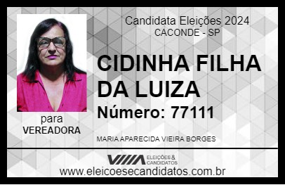 Candidato CIDINHA FILHA DA LUIZA 2024 - CACONDE - Eleições