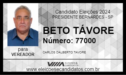 Candidato BETO TÁVORE 2024 - PRESIDENTE BERNARDES - Eleições