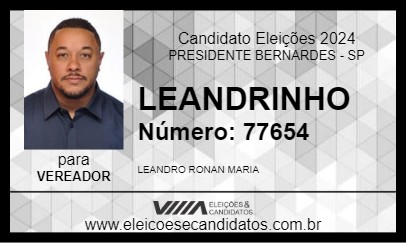 Candidato LEANDRINHO 2024 - PRESIDENTE BERNARDES - Eleições