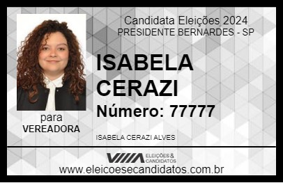 Candidato ISABELA CERAZI 2024 - PRESIDENTE BERNARDES - Eleições