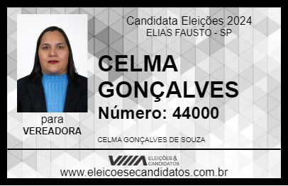 Candidato CELMA GONÇALVES 2024 - ELIAS FAUSTO - Eleições