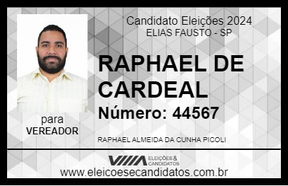 Candidato RAPHAEL DE CARDEAL 2024 - ELIAS FAUSTO - Eleições