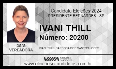 Candidato IVANI THILL 2024 - PRESIDENTE BERNARDES - Eleições